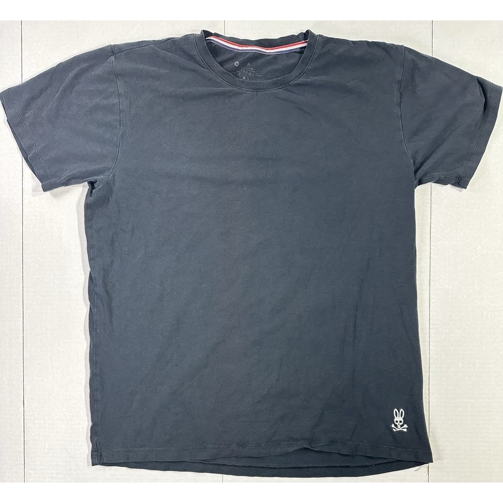Psycho Bunny Solid Black Logo Tee Men's Medium Embroidered Bunny Skull T-Shirt